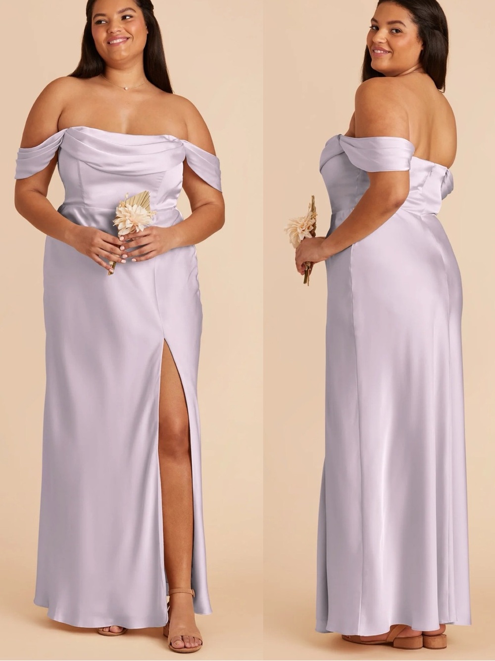 Birdy Grey | Dusty Lilac Matte Satin Mia Bridesmaid Maxi Dress
